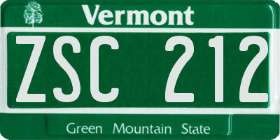 VT license plate ZSC212