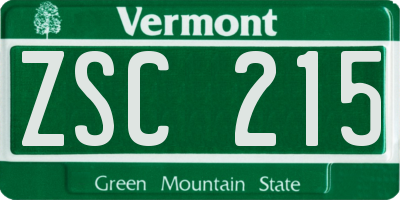 VT license plate ZSC215