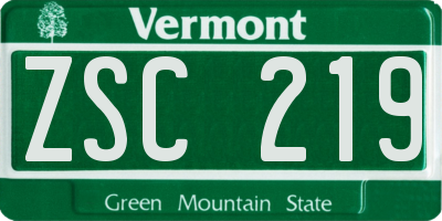 VT license plate ZSC219