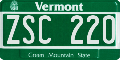 VT license plate ZSC220