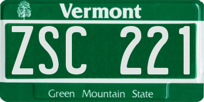 VT license plate ZSC221