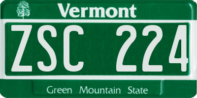 VT license plate ZSC224