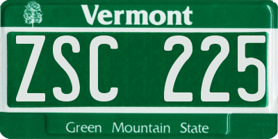 VT license plate ZSC225