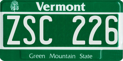VT license plate ZSC226