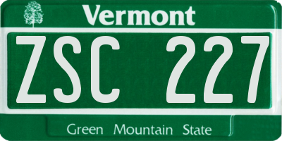 VT license plate ZSC227