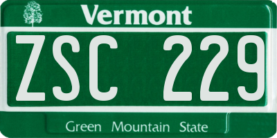 VT license plate ZSC229