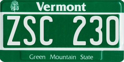 VT license plate ZSC230