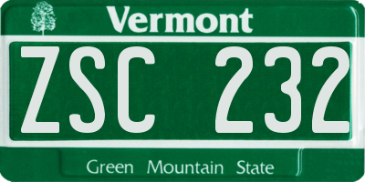 VT license plate ZSC232