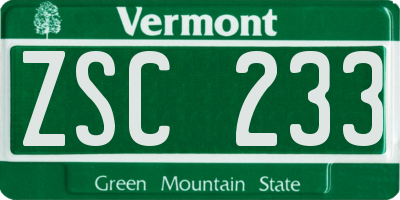 VT license plate ZSC233