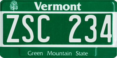 VT license plate ZSC234