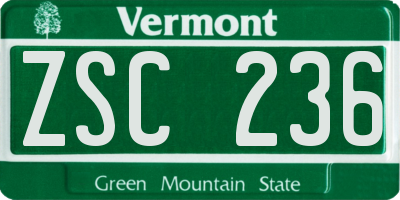 VT license plate ZSC236