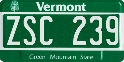 VT license plate ZSC239