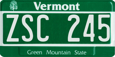 VT license plate ZSC245