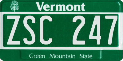 VT license plate ZSC247