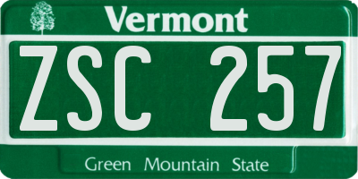 VT license plate ZSC257