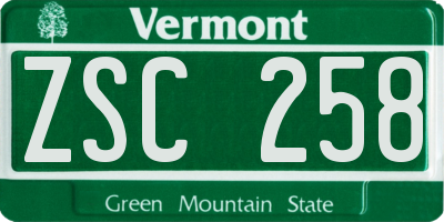 VT license plate ZSC258