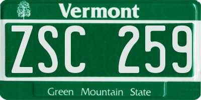 VT license plate ZSC259