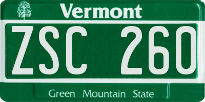 VT license plate ZSC260