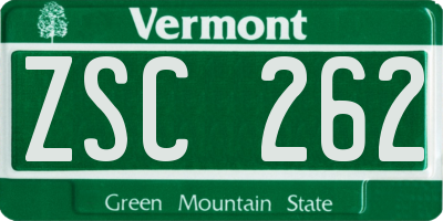 VT license plate ZSC262