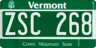 VT license plate ZSC268