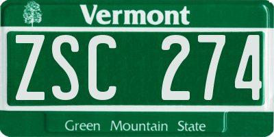 VT license plate ZSC274