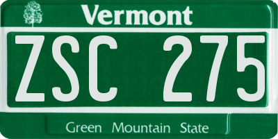 VT license plate ZSC275