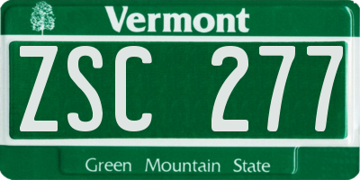VT license plate ZSC277