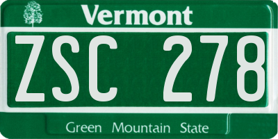 VT license plate ZSC278