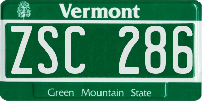 VT license plate ZSC286