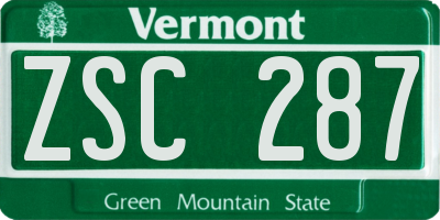 VT license plate ZSC287