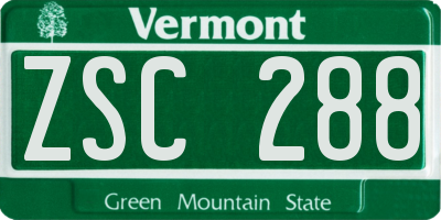 VT license plate ZSC288