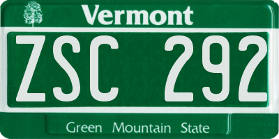 VT license plate ZSC292