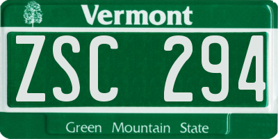 VT license plate ZSC294
