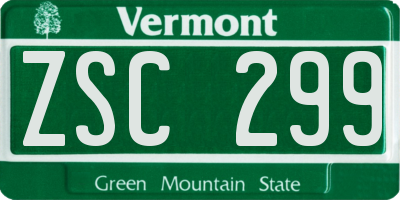 VT license plate ZSC299
