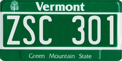 VT license plate ZSC301