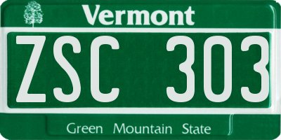 VT license plate ZSC303