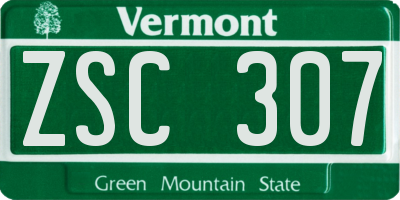 VT license plate ZSC307