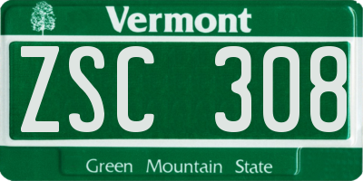 VT license plate ZSC308
