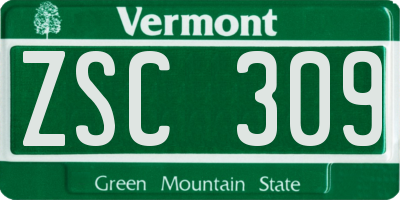 VT license plate ZSC309