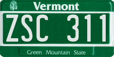 VT license plate ZSC311