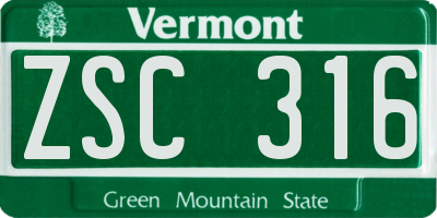 VT license plate ZSC316