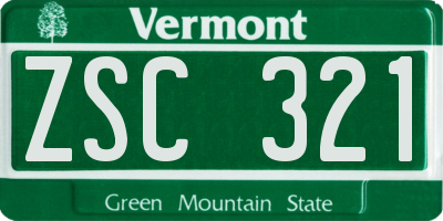 VT license plate ZSC321