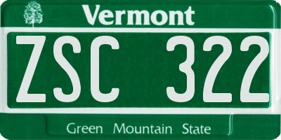 VT license plate ZSC322