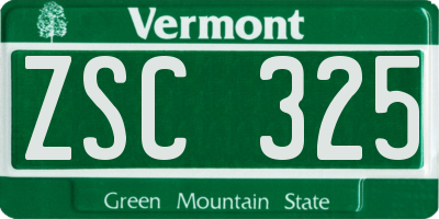 VT license plate ZSC325