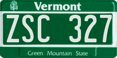 VT license plate ZSC327
