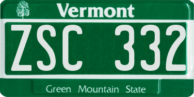 VT license plate ZSC332