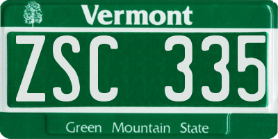 VT license plate ZSC335