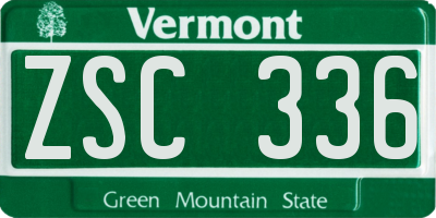 VT license plate ZSC336