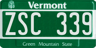 VT license plate ZSC339