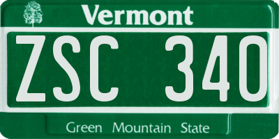 VT license plate ZSC340